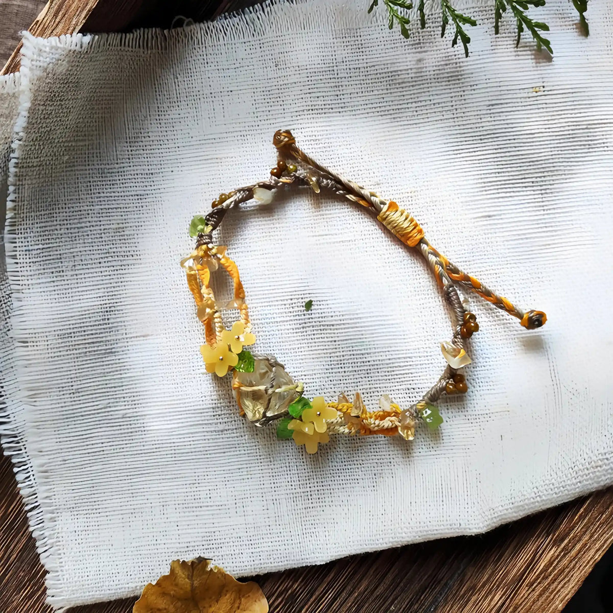 Natural Citrine Braided Bracelet - For Abundant Energy