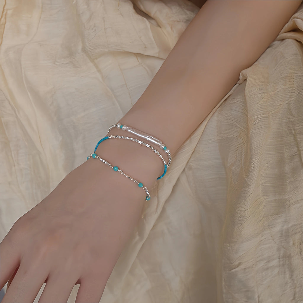 Turquoise, Pearl & Shell Stackable Bracelet - Embrace Natural Serenity
