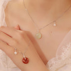 Natural Stone Ping An Kou Charm Necklace - Peace & Unity