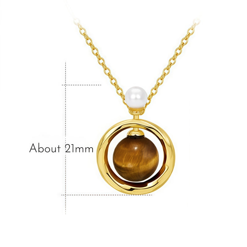 Collier ras-du-cou en Argent 925 et Œil de Tigre Naturel, Haut de Gamme, Luxe Léger, Pendentif pour Femme Niche, Cadeau d'Anniversaire