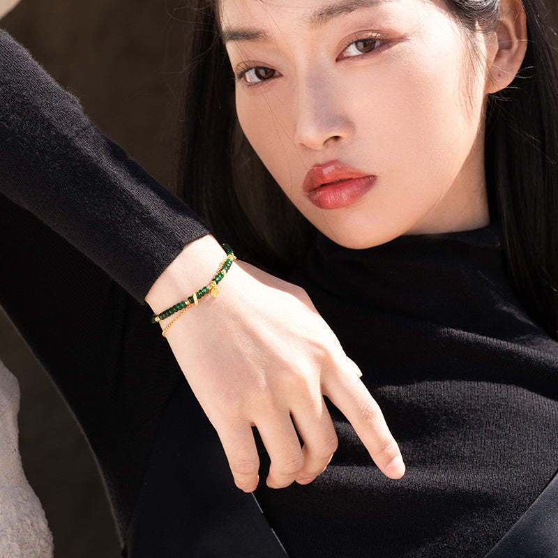 Bracelet en jade Hetian naturel Lotus Éclat Pur