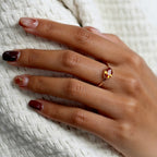 Bague délicate en citrine naturelle plaqué or 14 carats