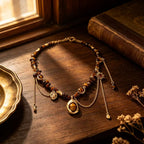 Natural Tiger Eye Stone Necklace — Maillard Vintage Fringe Choker Necklace