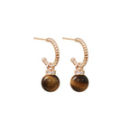 C-Shape Tiger Eye Two-Wear Earrings, Niche Vintage Maillard Crystal Jewelry for Wealth