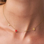 Customizable Letter/Zodiac/Zircon/Enamel Heart Pendant Necklace