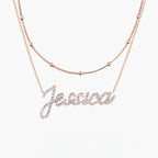 Collier prénom en diamant pavé sur mesure | Collier lettre de luxe minimaliste en argent sterling 925