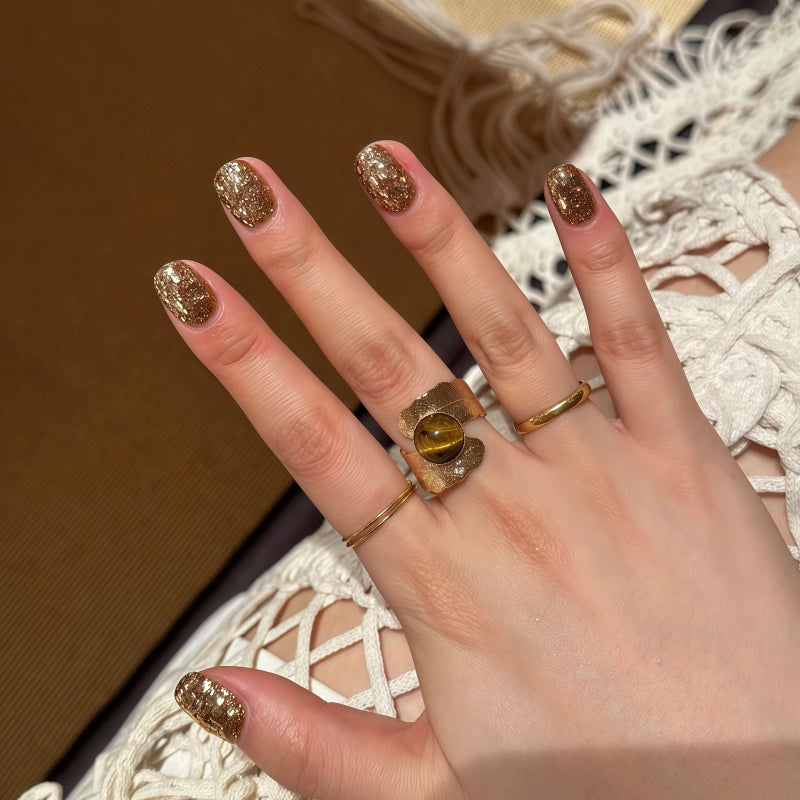 Natural Tiger Eye Stone Ring, Retro French Feather Antique Style Ring