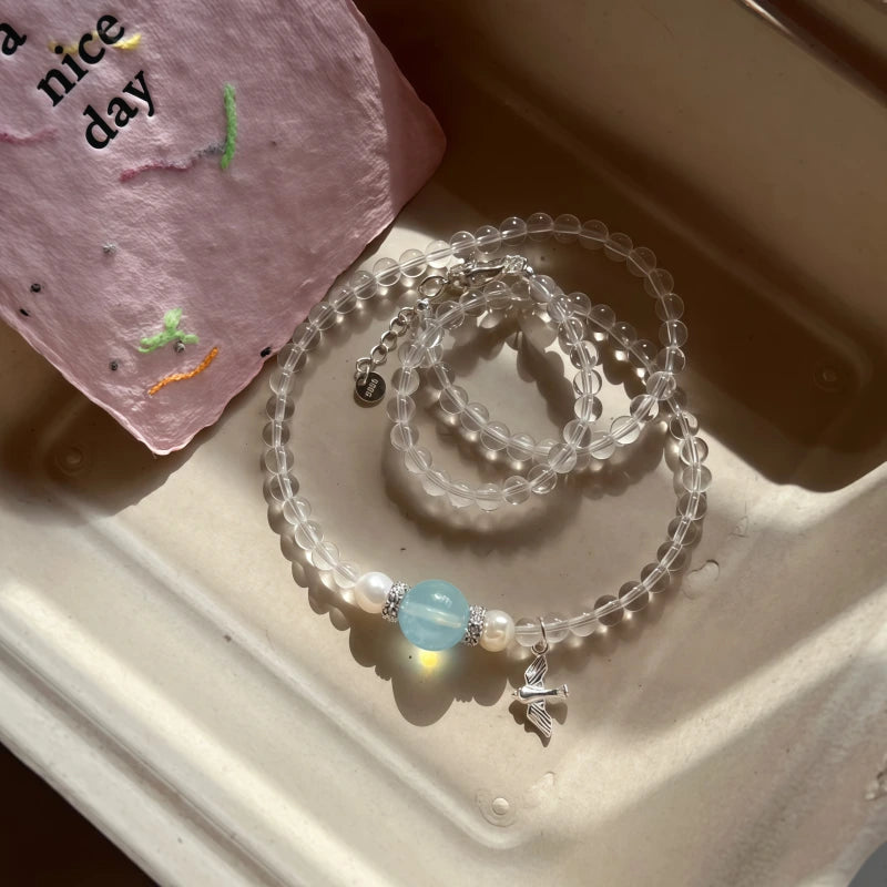 Clear Brave Wings Necklace - Courage Necklace