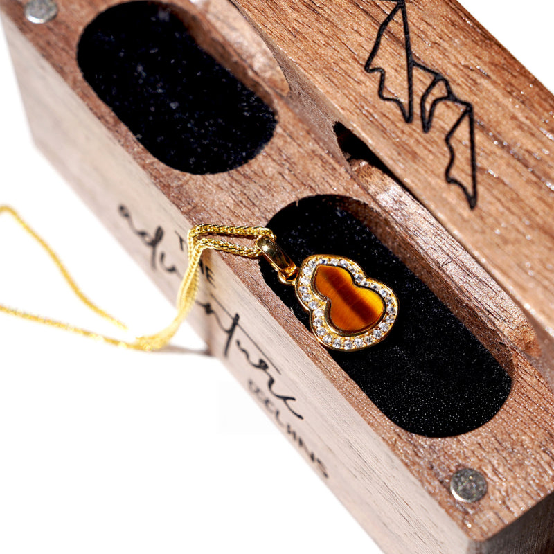 Golden Tiger Eye Gourd Necklace — Niche Luxury Crystal Charm for Wealth & Blessing