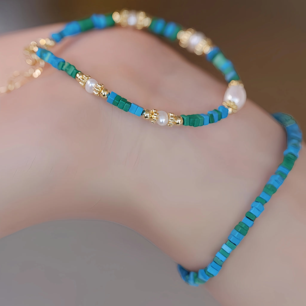 Turquoise & Pearl Stackable Bracelet - Protection & Inner Peace