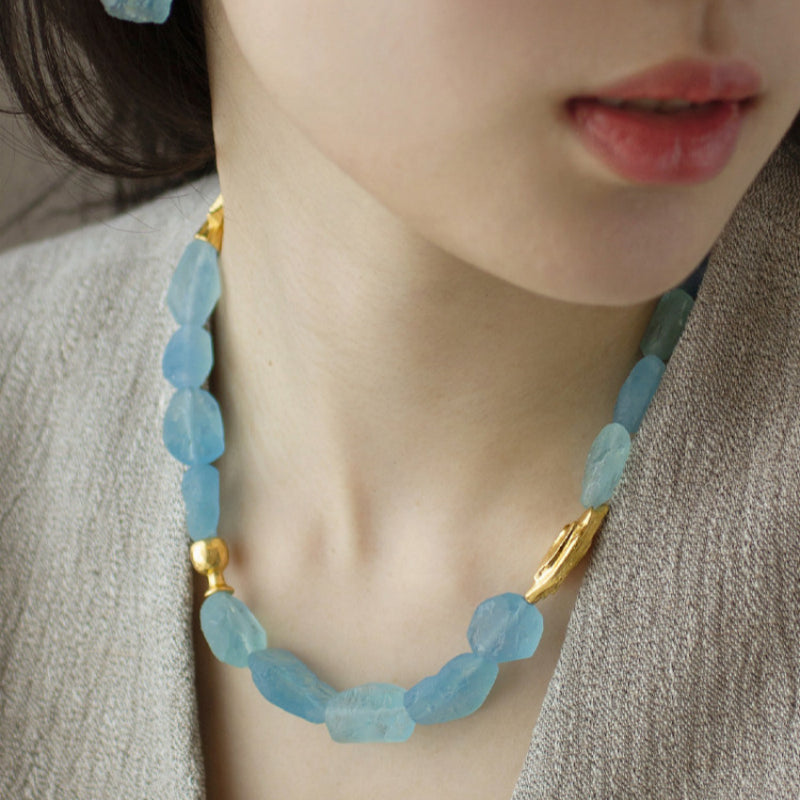 Aquamarine Luck Bracelet Ocean Raw Stone
