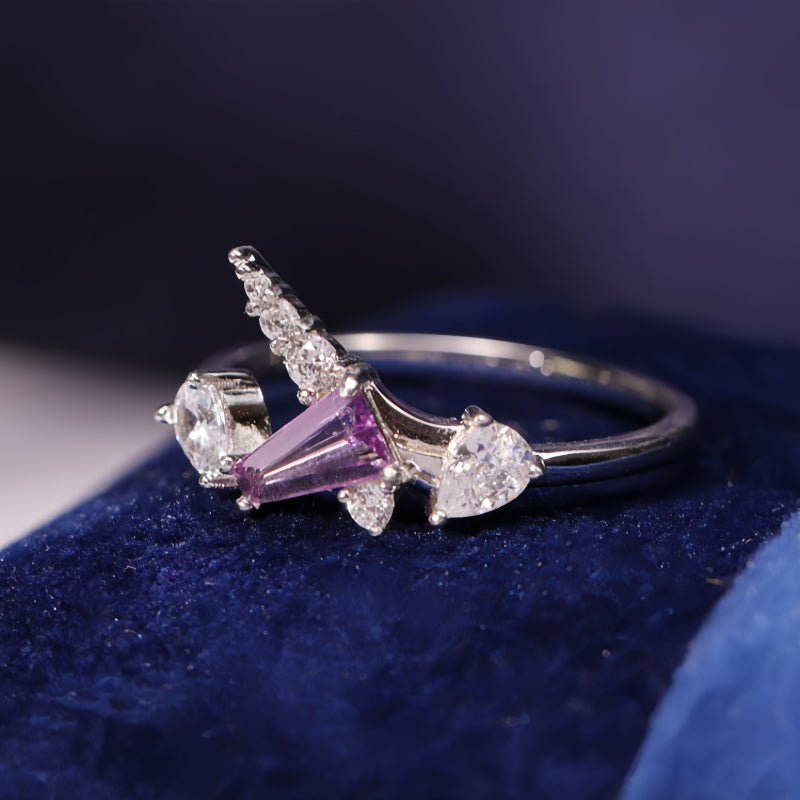 Bague Licorne en Améthyste Naturelle - Tête Claire, Chemin de Chance