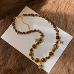 Natural Tiger Eye Stone Necklace — Maillard Starburst Couple