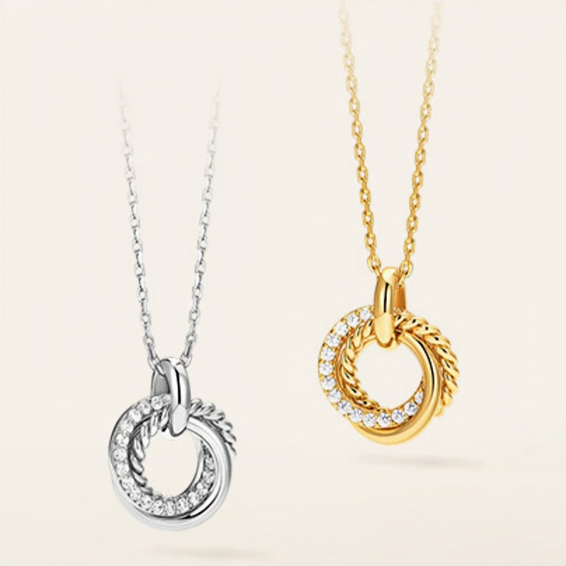 Linked Circles Silver Necklace | Birthday Jewelry for Mom/Grandma