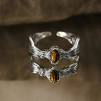 Natural Tiger Eye Stone Ring, Small Universe Saturn Open Ring