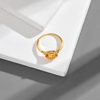 Bague délicate en citrine naturelle plaqué or 14 carats
