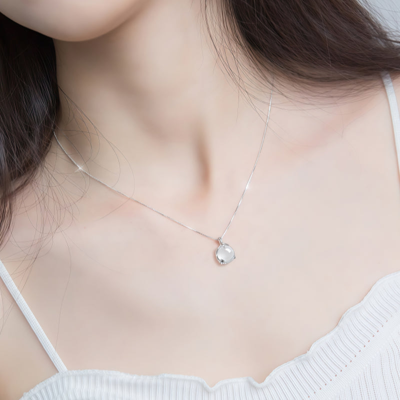 Floral Silver‑Tone White Gemstone Jewelry Set - Clears Negative Energy