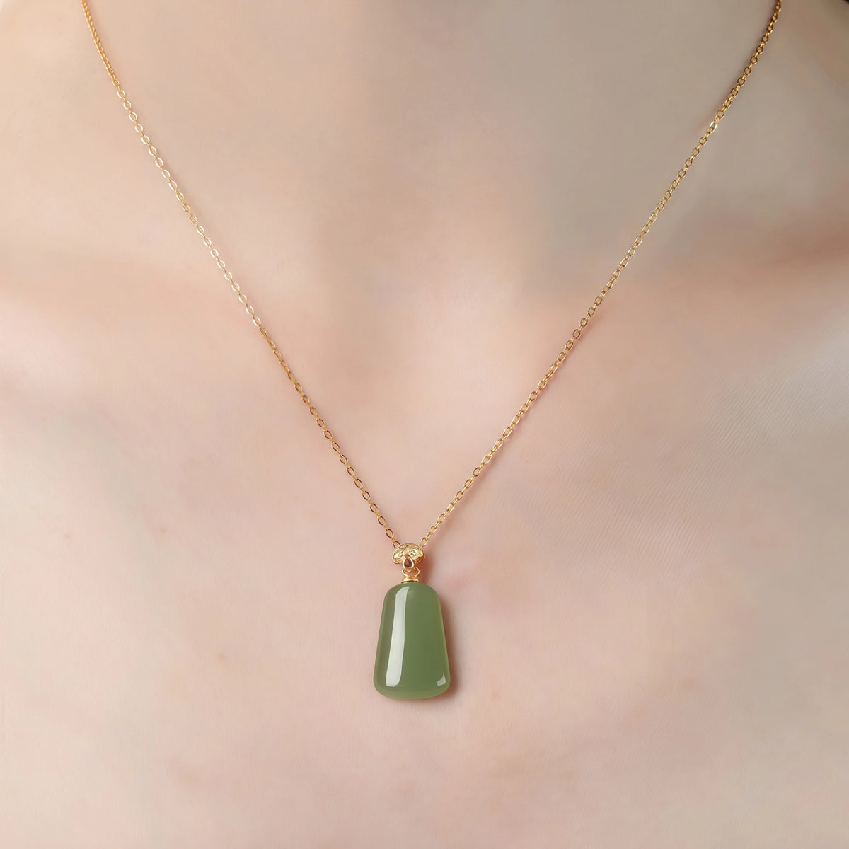 Natural Trapezoid Hetian Jade Wu Shi Pai Necklace - Peace & Purity