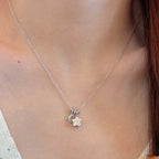 Collier Lune et Étoile en Citrine Naturelle/Quartz Transparent - Attire la Richesse, Purifie l'Aura