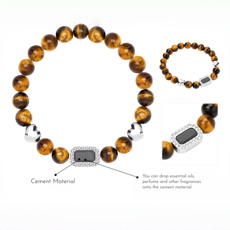 Bracelet œil de tigre naturel — Perles porte-bonheur diffuseur d'arôme pour couple