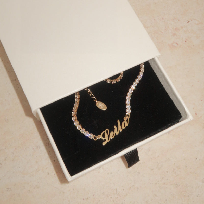 Dainty Personalized Letter Tennis Chain Necklace Custom Jewelry