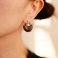 Boucles d'oreilles Fortis Natural Œil de Tigre — Lune en croissant rétro française