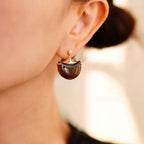 Boucles d'oreilles Fortis Natural Œil de Tigre — Lune en croissant rétro française