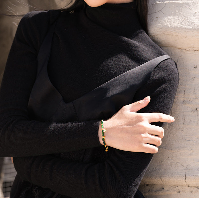 Bracelet en jade Hetian naturel Lotus Éclat Pur
