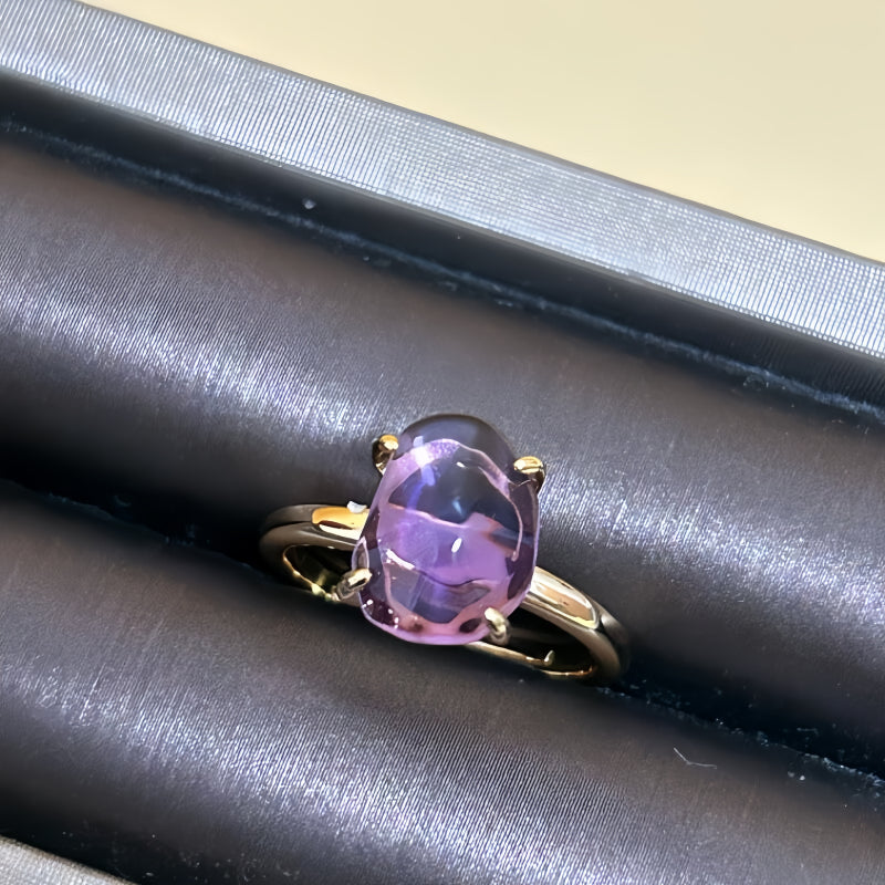 Bague en améthyste naturelle irrégulière – Calme l'esprit, approfondit l'intuition, attire la paix