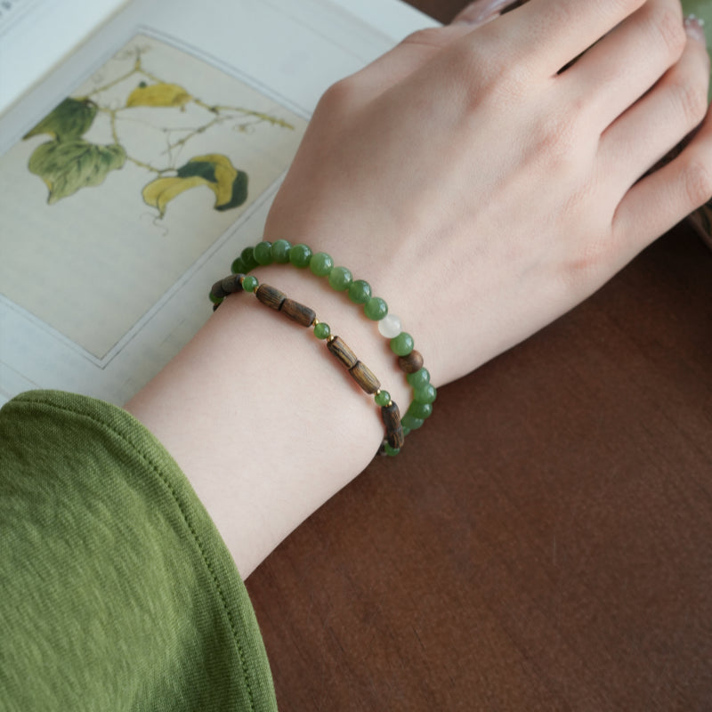 Bracelet en jade Hetian naturel Lotus Éclat Pur