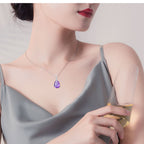Collier en cristal naturel goutte violette sereine