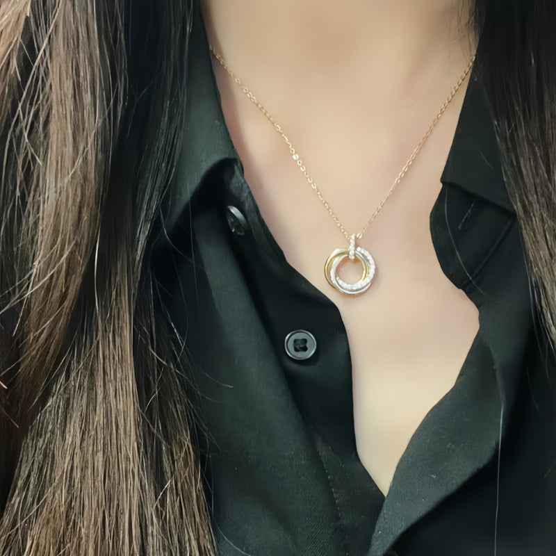 Gold-Tone Intertwined Circle Pendant Necklace | Elegant Birthday Jewelry