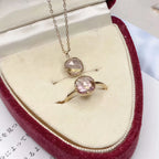 Faceted Square Rutilated Quartz & Amethyst Rose Gold Gift Box Set - Strengthen Personal Aura