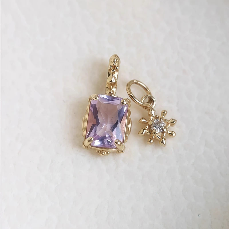 Amethyst Rectangle Pendant Necklace - Calm Mind & Peaceful Sleep