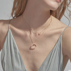 Detachable Star & Moon Necklace Earring Set - Steady Fortune and Smooth Life