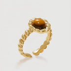 Bague en pierre naturelle œil de tigre torsadée vintage pour femme - Éloigne la négativité