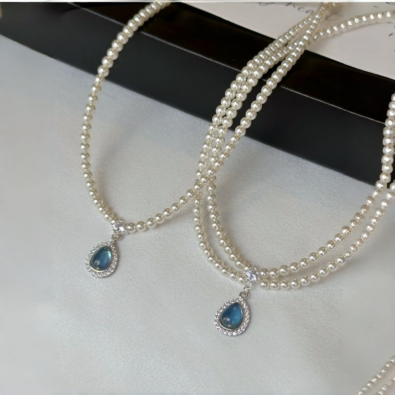 Teardrop Sky Natural Aquamarine Necklace - Find Inner Peace