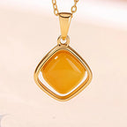 Luxury Gold Square Pendant Necklace - Stability & Protection