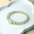 Natural Hetian Jade Square Fortune Plaque Bracelet, Ideal Blessings and Peace Gift