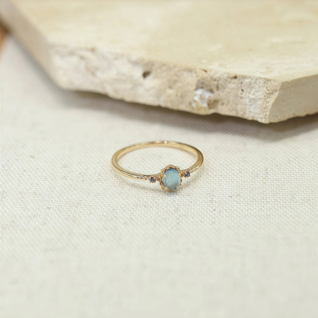Oval Natural Aquamarine 3‑Piece Set - Courage & Peace