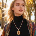 Collier Pull Œil de Tigre & Tourmaline Luxe Léger Tons Maillard Femme Robuste Long