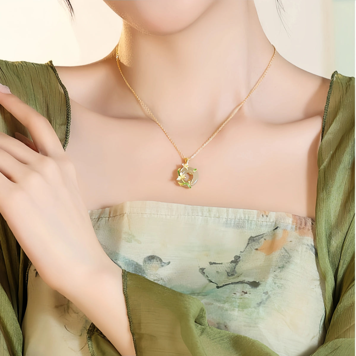 Nephrite Orchid Necklace - Symbol of Elegance and Gentle Virtue