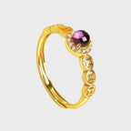 Bague en améthyste naturelle, pièce de monnaie de la fortune