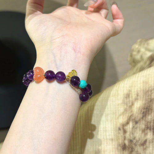 Amethyst & Yanyuan Agate Heart Bracelet - Attract Noble Mentors