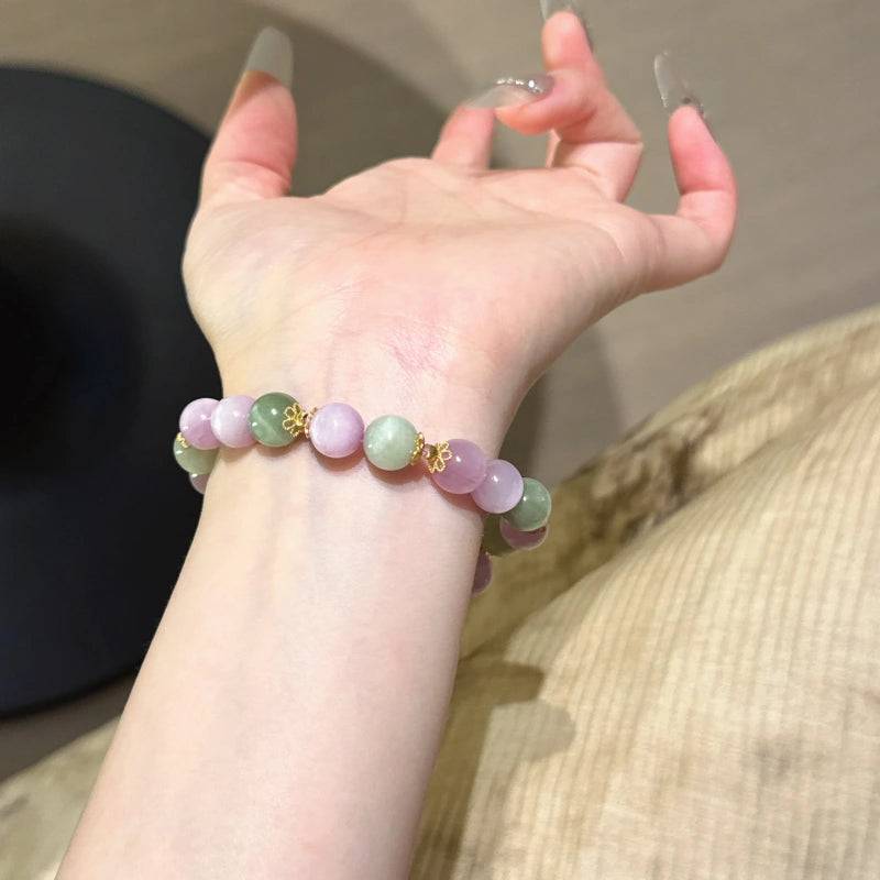 Kunzite & Green Hiddenite Bracelet-Soothe Internal Struggle