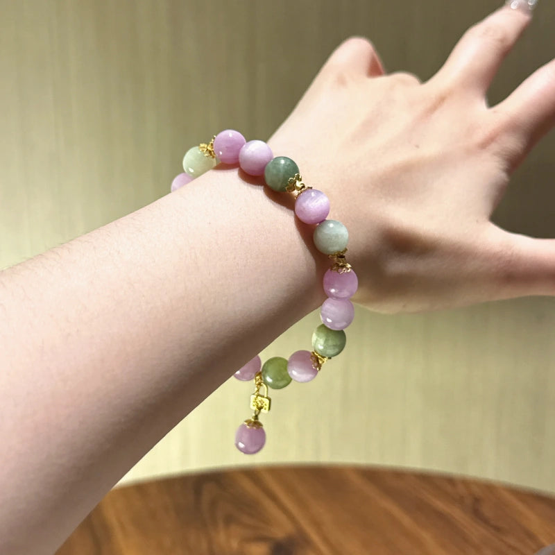 Kunzite & Green Hiddenite Bracelet-Soothe Internal Struggle