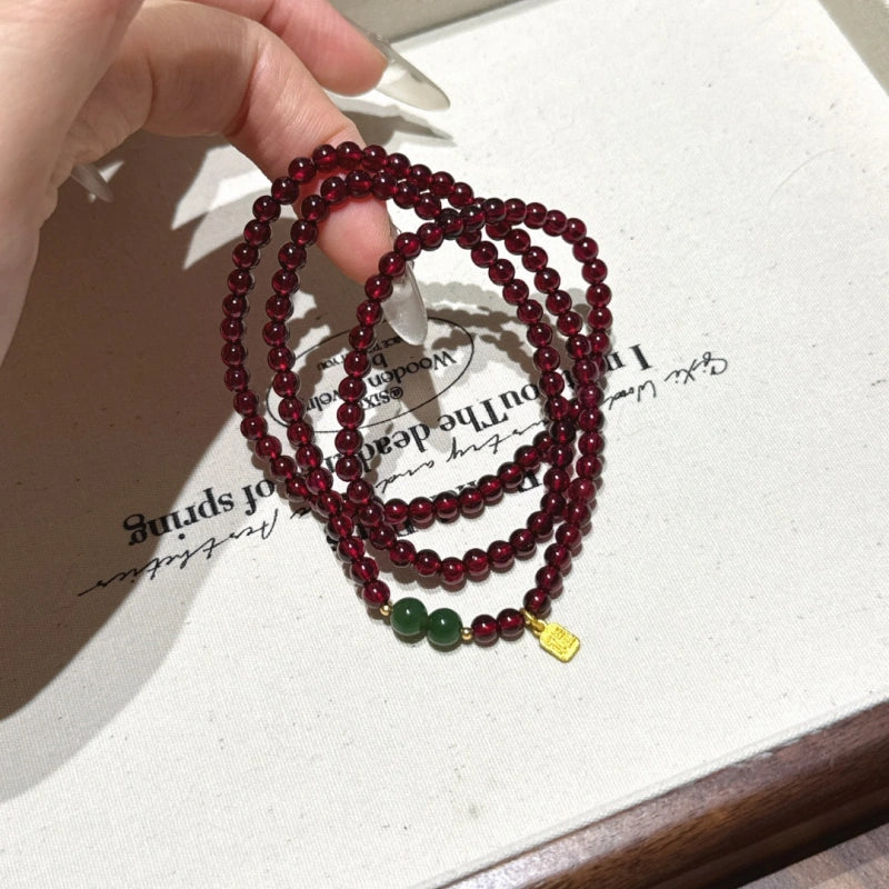 Garnet and Jadeite Multi Loop Bracelet-Boost Vitality Build Inner Confidence