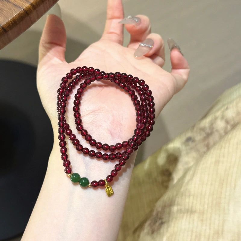 Garnet and Jadeite Multi Loop Bracelet-Boost Vitality Build Inner Confidence