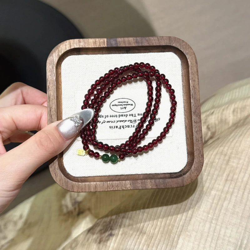 Garnet and Jadeite Multi Loop Bracelet-Boost Vitality Build Inner Confidence