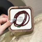 Garnet and Jadeite Multi Loop Bracelet-Boost Vitality Build Inner Confidence